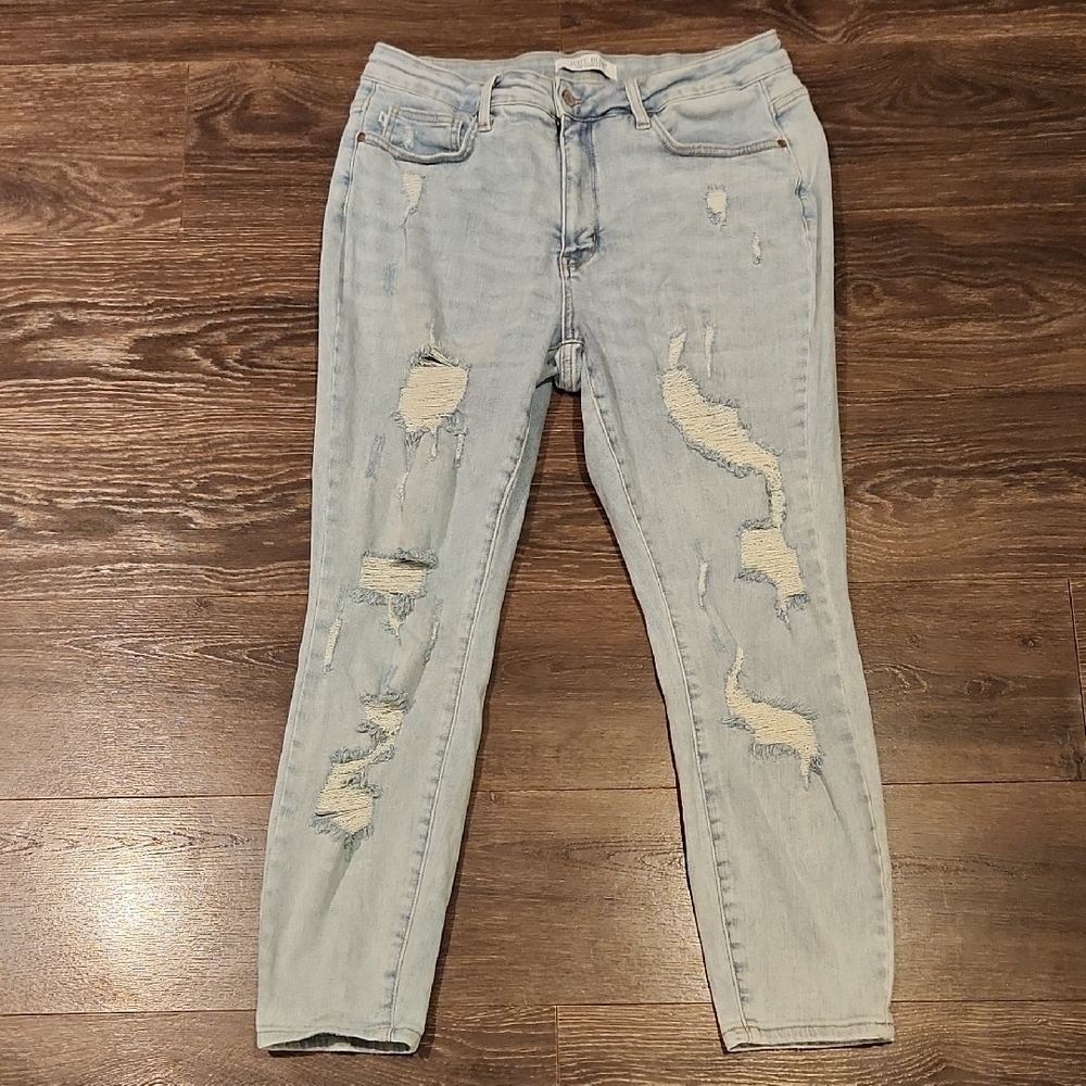 ❤️ JUDY BLUE HIGH RISE TUMMY CONTROL DISTRESSED SKINNY JEANS, 18W (34 WOMAN) - Picture 2 of 10